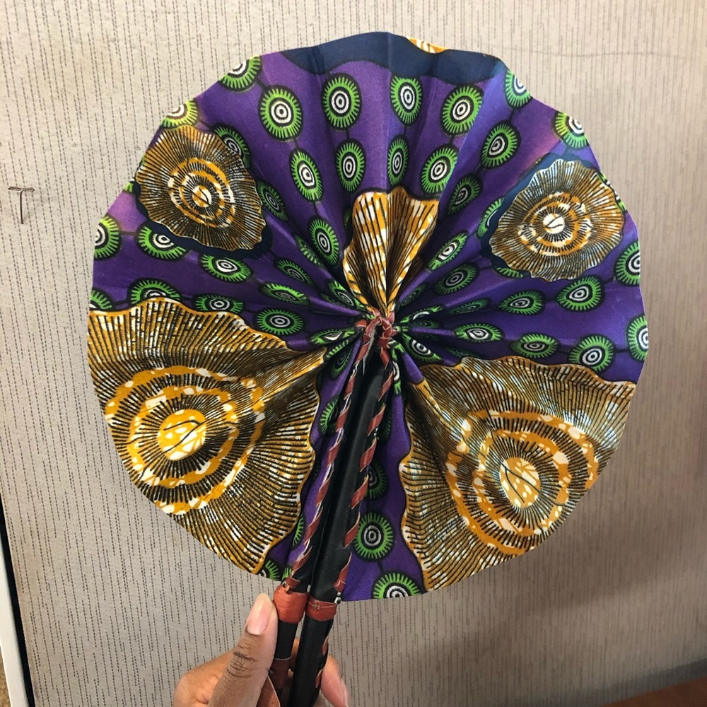 🛑 SALE **African Fabric Print Folding Fan**